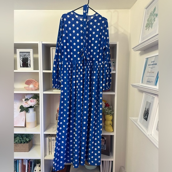 Blue Polka Dot Maxi Dress - Picture 3 of 3